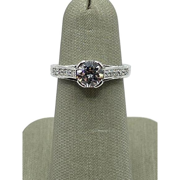 14K White Gold Half Bezel Set 1.32cttw Diamond Ring (3498) - Picture 5 of 5